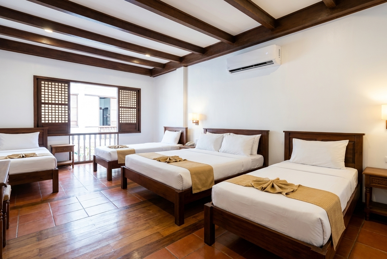 Family Room 1 with multiple comfortable beds at Casa de Gabriela