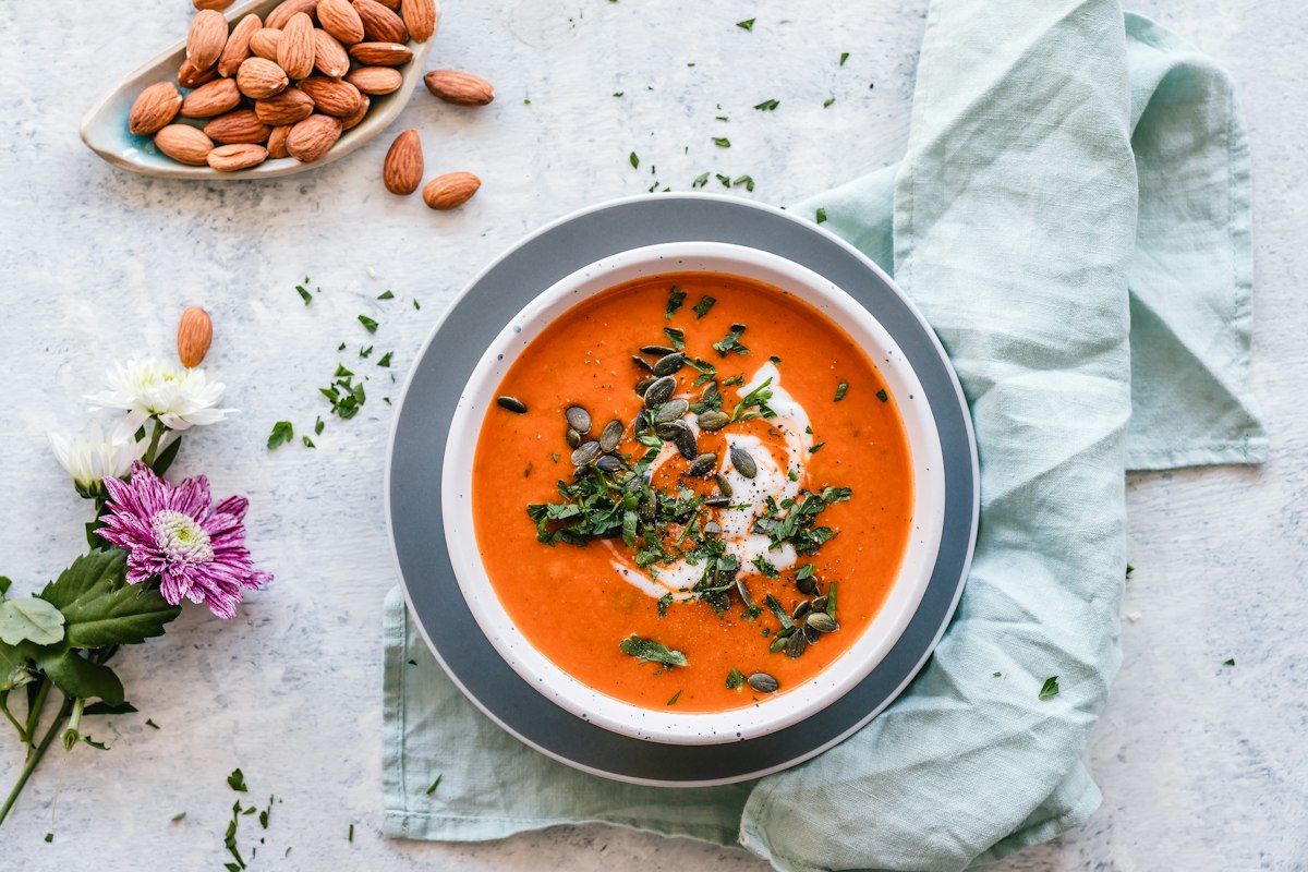 Broth-based soup finished with herbs