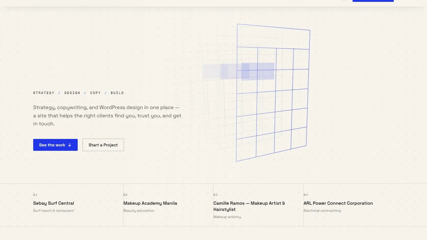 The Eric Agulto homepage: a strategy-led personal portfolio headed “Websites built on strategy, not guesswork.”